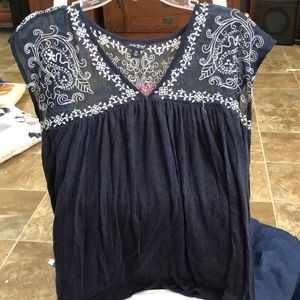 2X Navy Blue Casual Top